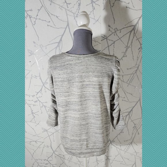 Dolan Gray Spacedye Scoop Neck Tee w/ 3/4 Ruched Sleeves - Picture 2 of 3